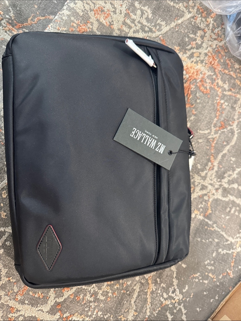 MZ Wallace Black Men's Laptop Case with Front Zip Pocket